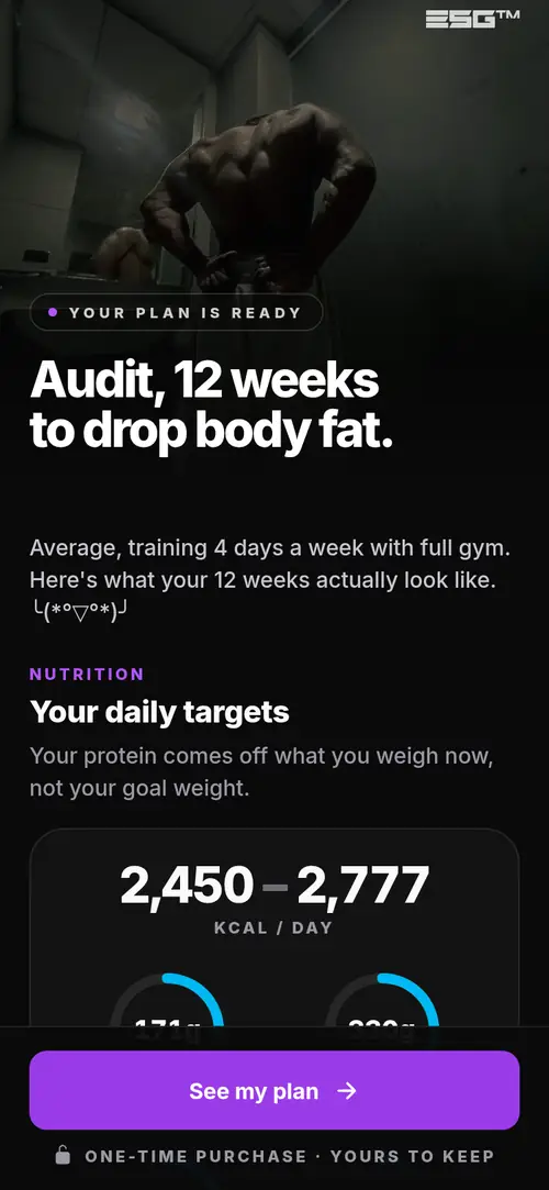 ESG results screen showing the finished 12-week plan